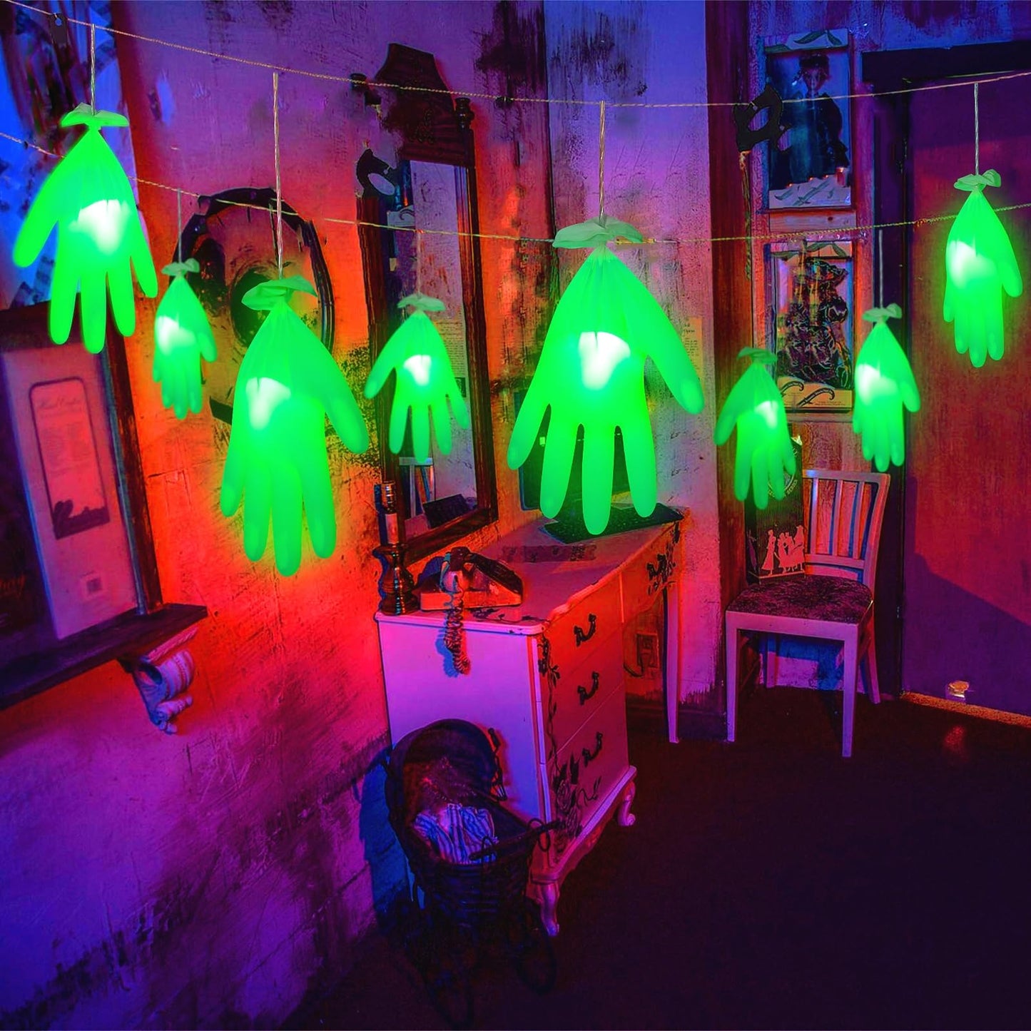 MAOYUE Halloween Decorations Outdoor Lights, 8 Modes, PVC, Green, Model: halloween15