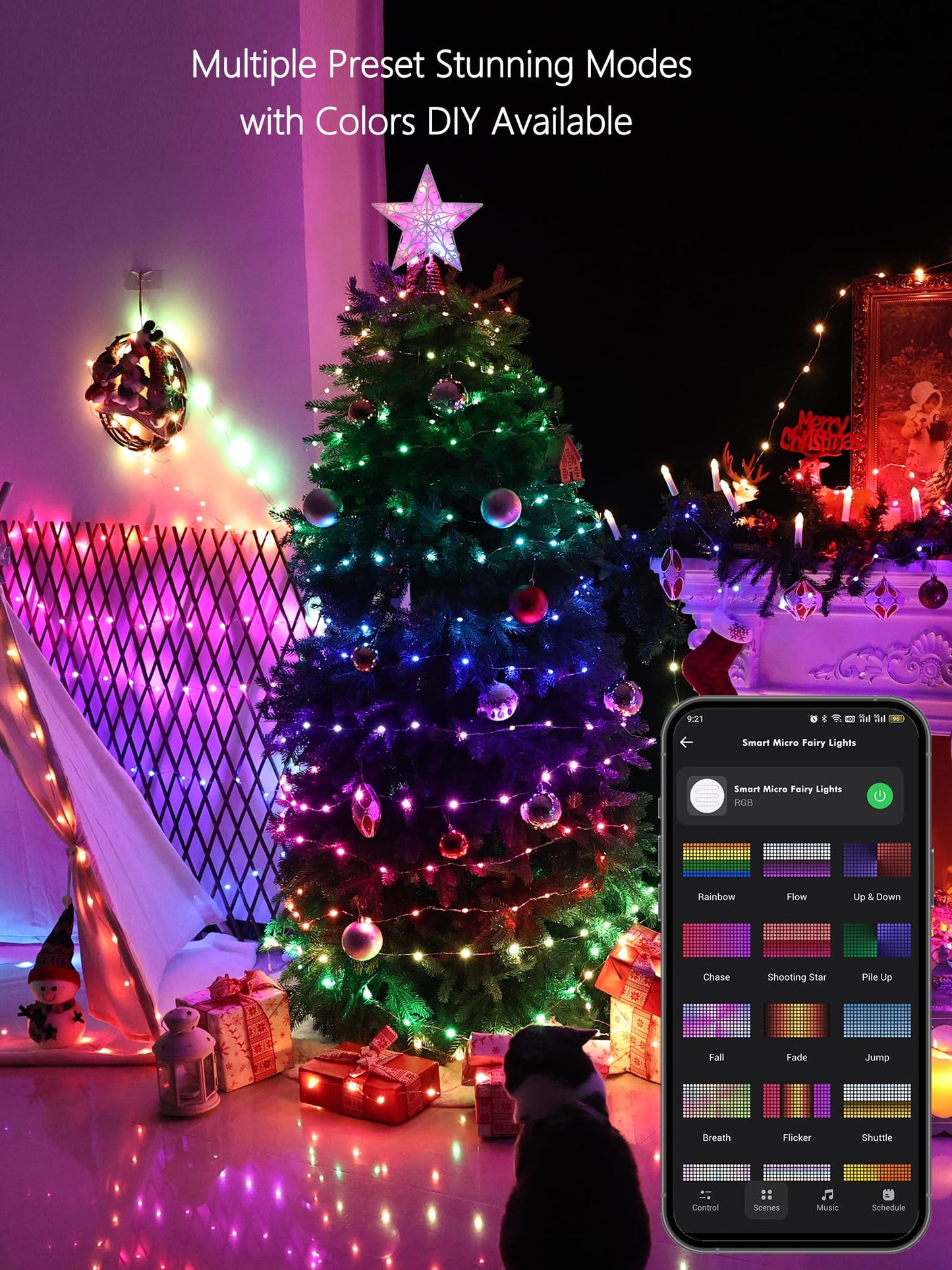 BrizLabs Smart Fairy String Lights 66ft 200 LED WiFi App Control Dimmable Rainbow Music Sync - Model JT-EL/FC050V2000-H15