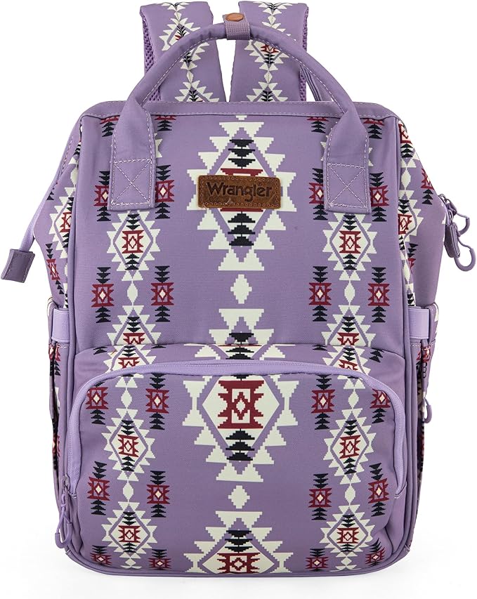 Montana West Wrangler Diaper Bag Backpack Aztec Travel Backpack Purses Western Multi-Function Baby Bags for Mom with Waterproof Insulated Pockets