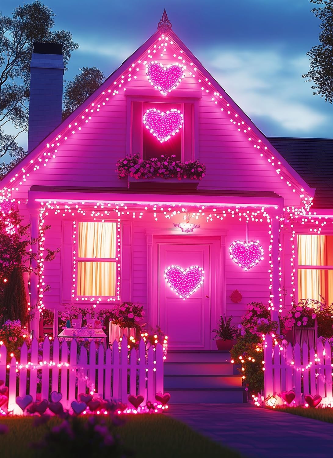 L Lampop Twinkle Lights - 100 Led Battery Operated String Lights, 8 Modes, Waterproof, Pink & White, Ideal For Home, Garden, And Holidays
