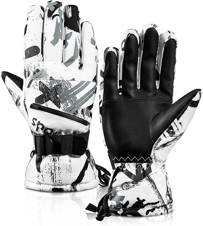 TOBEHIGHER Winter Ski Gloves - 5-Finger Waterproof Winter Gloves, Snowboarding Glove, Touchscreen Ski Glove Men