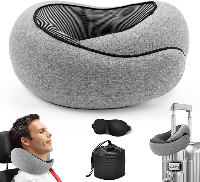 Neck Pillow Airplane, Traveling Pillows for Airplanes, Memory Foam Neck Pillow, Stowable U-Shaped Pillow