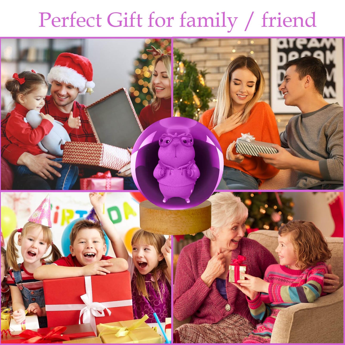 Linsina Dragon Lamp  3.15In 16 Colors Crystal Ball Night Light With Wooden Base And Remote Control  Birthday Gift And Dragon Gifts For Women Men Kids (Capybara)