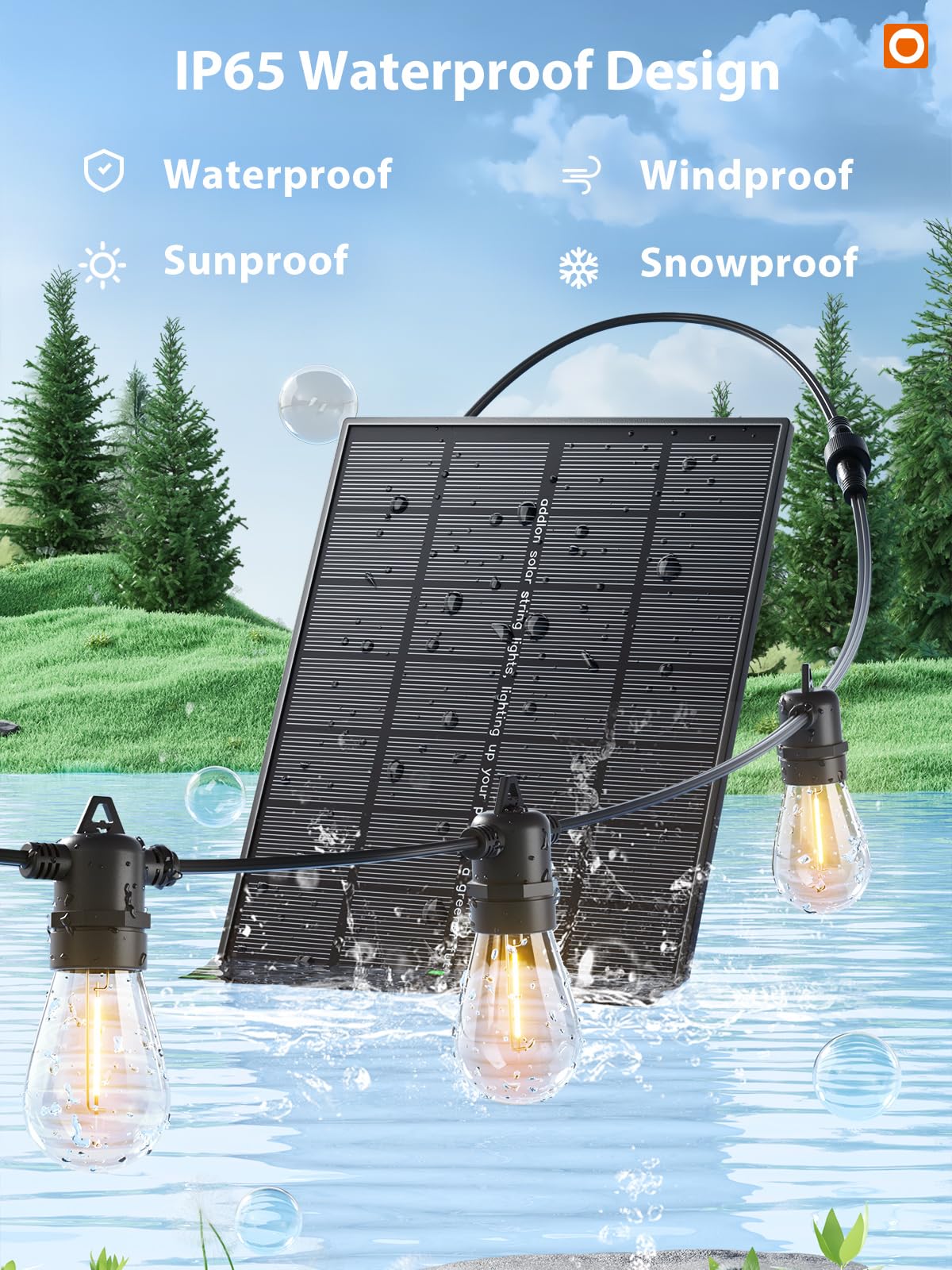 Addlon 200Ft(192+8) Solar String Lights Outdoor Waterproof 6W Panel With Usb Port & Remote Control Solar Powered Patio Lights For Outside With 68 Led Dimmable Bulbs For Porch Garden Deck Halloween