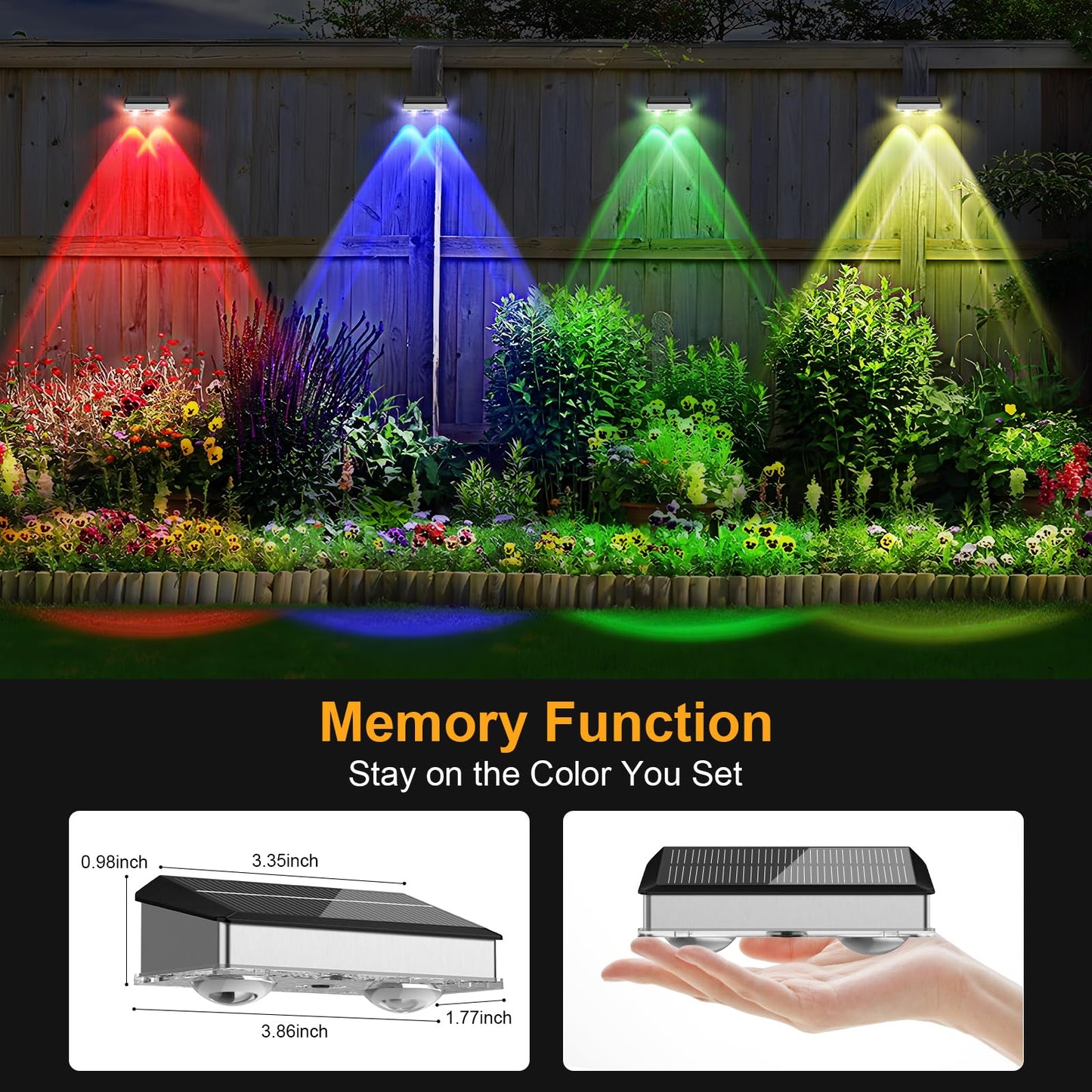 Solar Fence Lights Outdoor 8 Pack  Stainless Steel & Ip65 Waterproof  8 Lighting Modes High Brightness Led Spot Lens Deck Lights Dusk To Dawn For Backyard Stair Railing Patio Wall