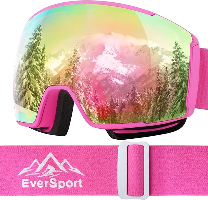 EverSport Ski Goggles, OTG Snowboard Goggles for Men Women with Magnetic Lens UV Protection and Anti Fog, Skiing Snowmobile