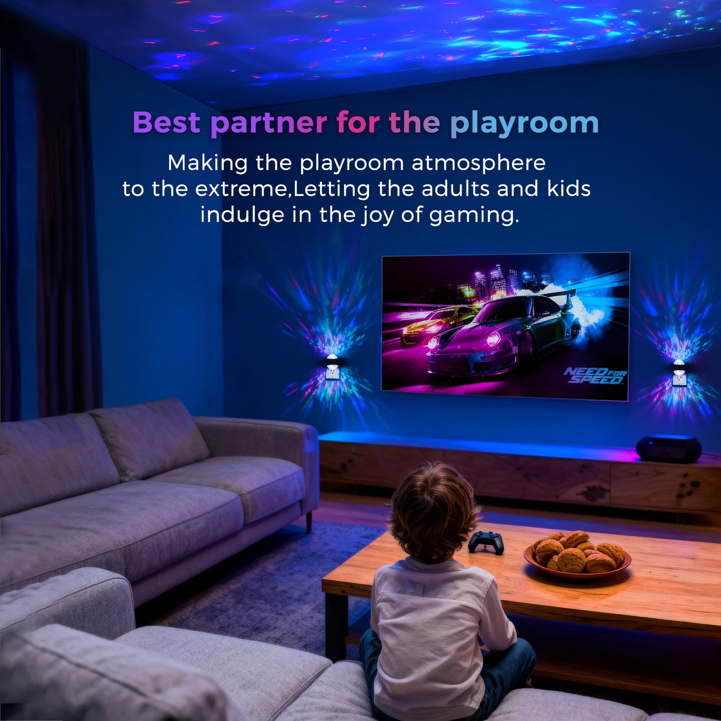 L Lohas Led Projector Night Light 2 Pack Plug In Night Light With Light Sensor Multi-Color Nightight For Kids Playroom Christmas Party Gift