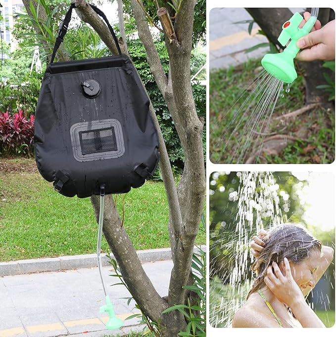 Solar Shower Bag, 1/2/4 Pack 5 Gallons/20L Camping Shower Bag, Portable Shower Bag with Removable Hose and On-Off Switchable Shower Head for Camping Beach Swimming Outdoor Traveling Hiking