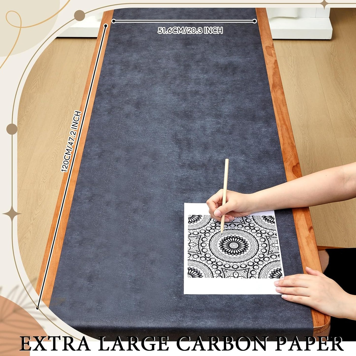 Dinifee 5 Sheets Large Carbon Paper for Tracing 20.3 x 47 Inch Graphite Transfer Paper Waxed Carbon Transfer Sheet for Wood, Canvas, Woodworking Patterns, Fabric, Sketch Drawing, Black