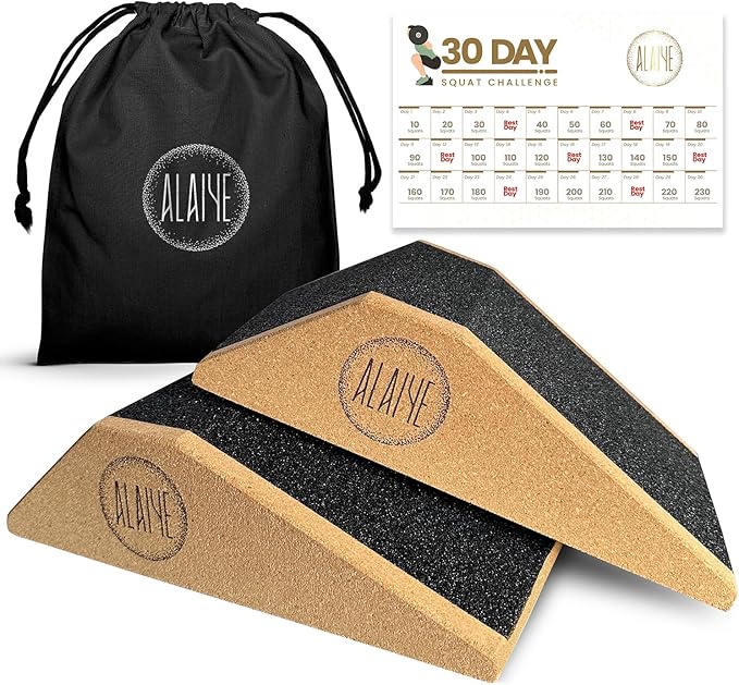 ALAIYE Squat Wedge Blocks (Set of 2) – Non-Slip Slant Boards for Lower Body Workouts, Ankle and Calf Stretching - Yoga Blo...