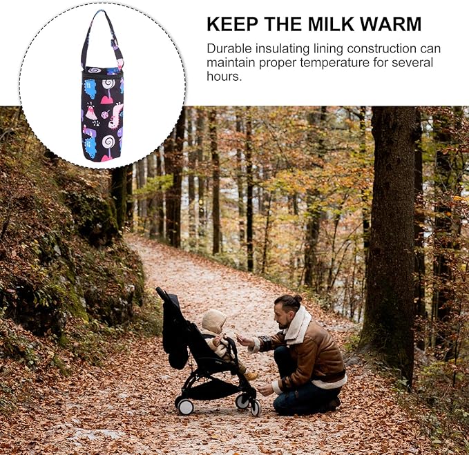 Kisangel Insulated Milk Bottle Carrier - Baby Water Bottle Strap Bag for Travel and Outdoor Use - Keep Warm Carrying Sleeve Pouch 20X12X1cm