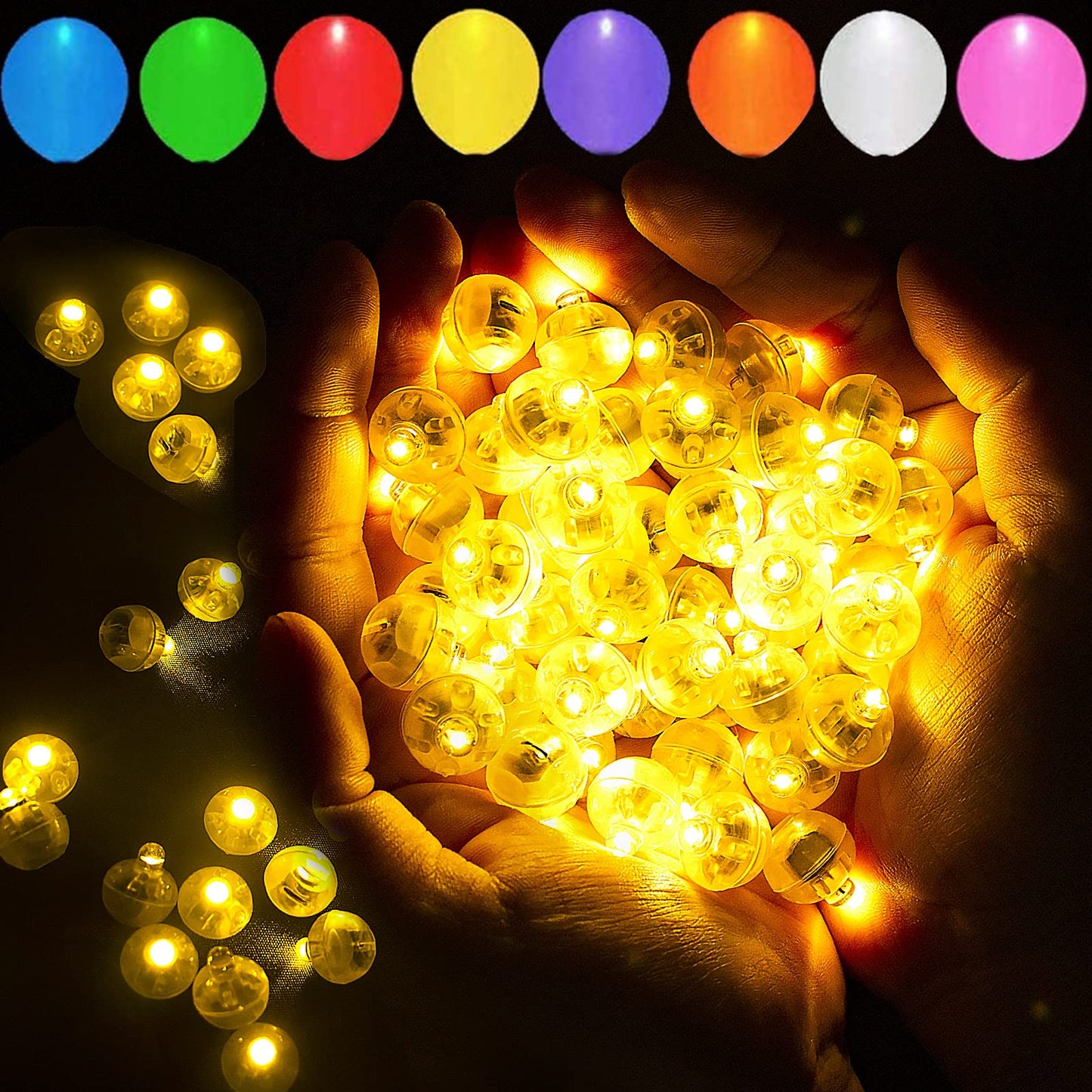 Aogist 200PCS Yellow LED Balloon Lights, Round Plastic Lamps for Party Decor, Model A01-Mini
