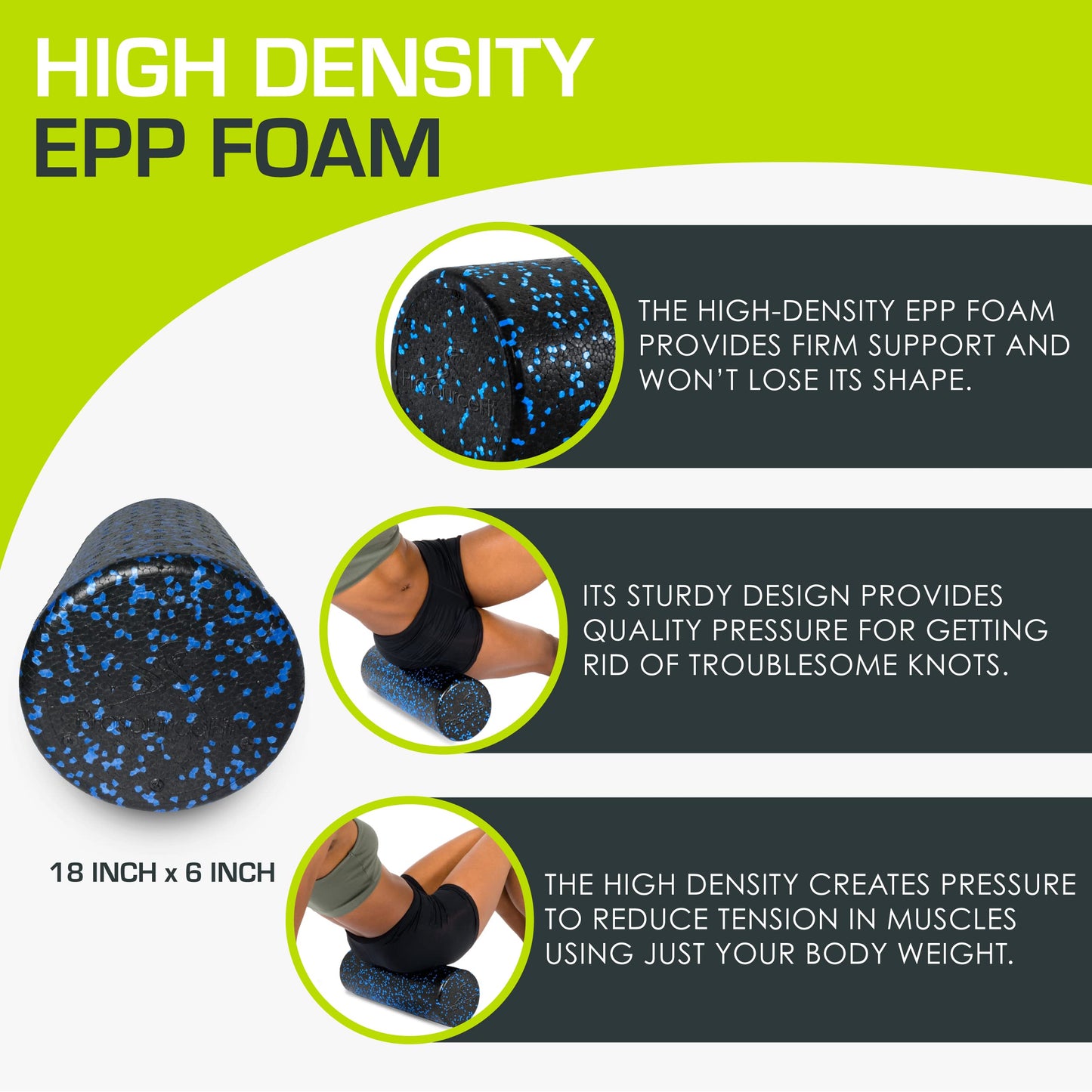 ProsourceFit High Density Foam Rollers long, Firm Full Body Athletic Massage Tool for Back Stretching, Yoga, Pilates, Post Workout Muscle Recuperation
