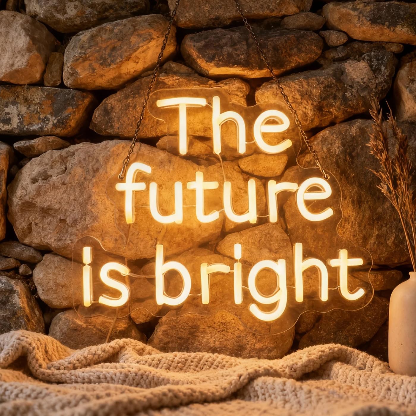 The Future Is Bright Neon Sign  Positive Quotes Decorative Neon Lights For Home Room Wall Decor  Office Wall Decor Neon Light Sign  Christmas Birthday Gift Thanksgiving Gift(Warm White)