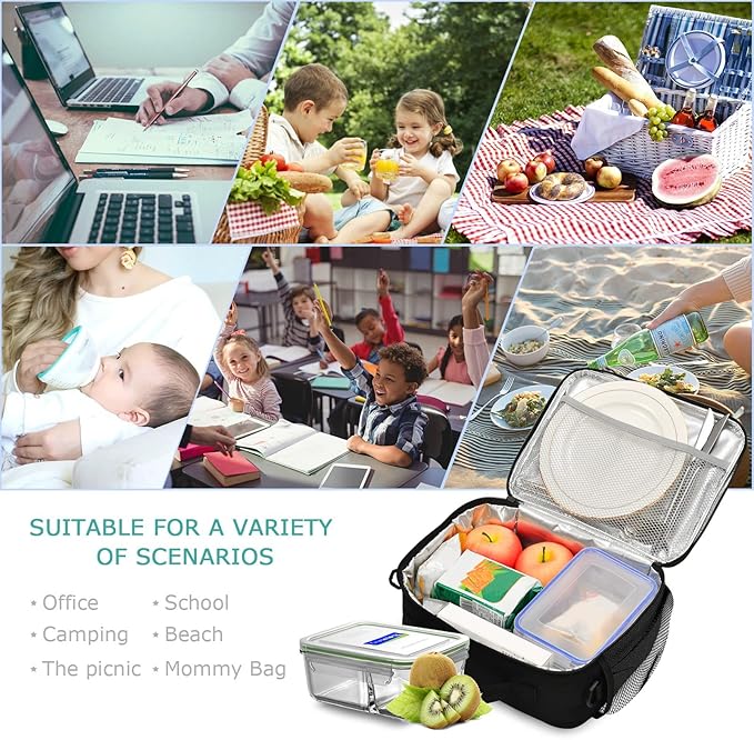 Halloween Rainbow Bats Lunch Bag Insulated Lunch Tote Bags Cooler Lunch Box Food Container for Men Women Kids Adults