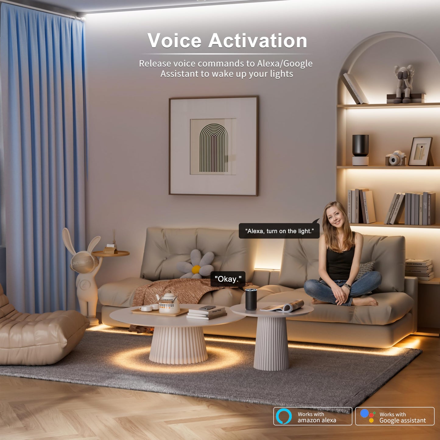 MIWISE COB LED Strip Light 20ft 2700K-6500K Dimmable Color Changing with Remote & APP Control Model MCCTCOB576D10W24V-6.