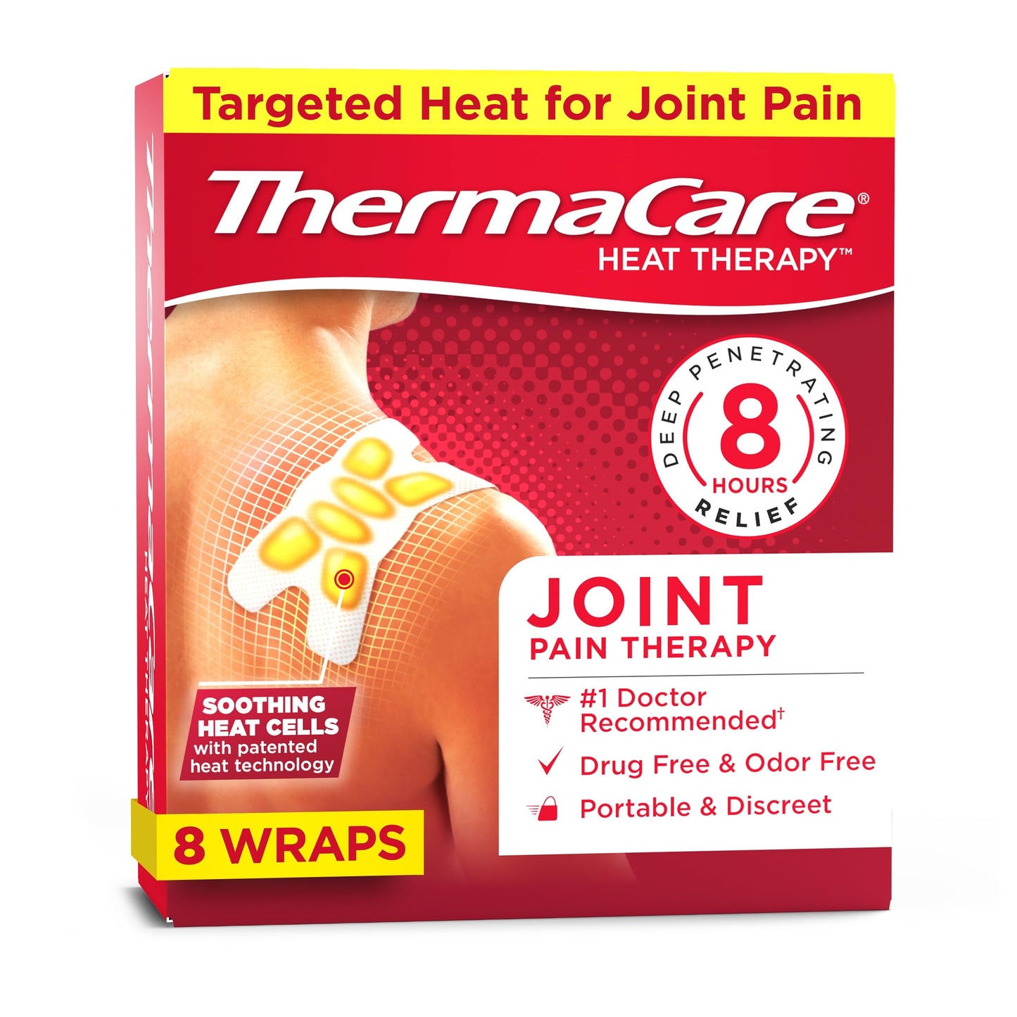 ThermaCare Portable Heating Pads - Adhesive, Disposable HeatWraps for Joint & Muscle Pain Relief - Multi-Purpose, Drug-Free Therapy with Flexible Fit