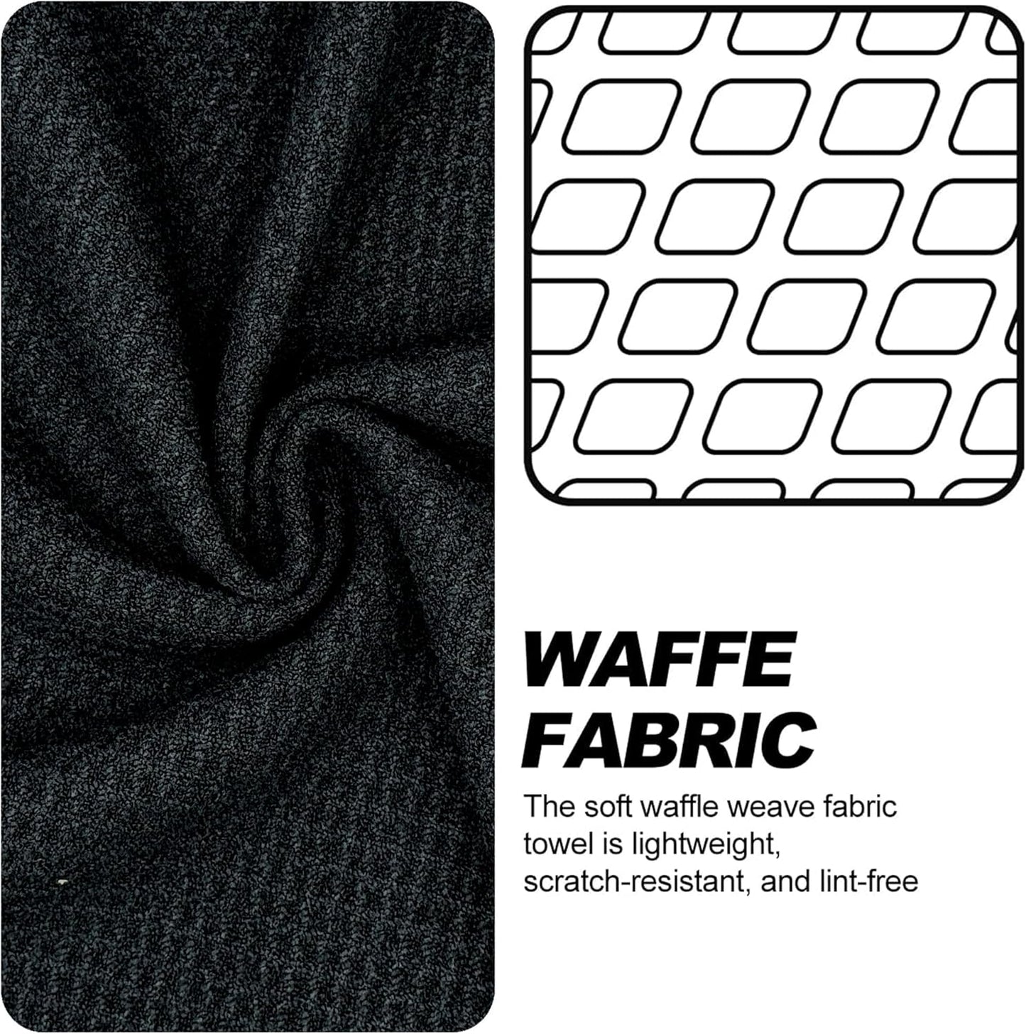 2-Pack Magnetic Golf Towel with Clip, Microfiber Waffle Design - Industrial Strength Magnet for Strong Hold to Golf Bags, Carts & Clubs - Black