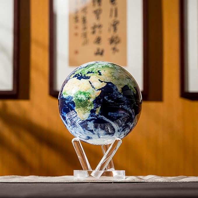 MOVA Globe Earth with Clouds – 8.5” Self-Rotating Globe Powered by Light | Silent Motion, No Batteries or Wires | Unique Desk Decor or Gift for Space Lovers