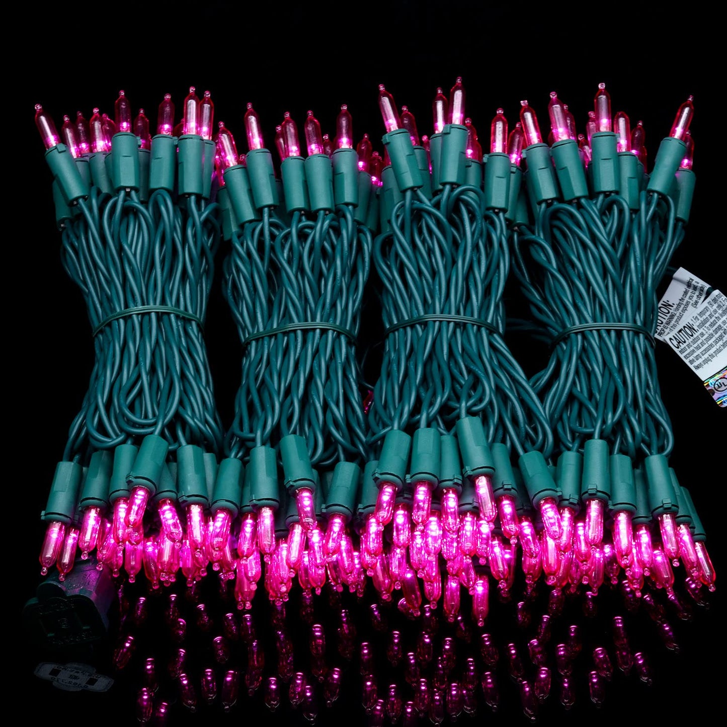 Yuletime 200 Count Pink Led Christmas Lights, 66Ft Green Wire, Ul Certified, Commercial Grade Holiday String Light Set