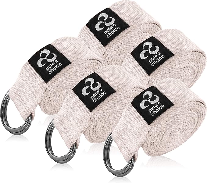 2-PACK or 5-PACK Yoga Exercise Adjustable Straps 8Ft | BONUS eBook | with Durable D-Ring For Pilates & Gym Workouts | Hold...