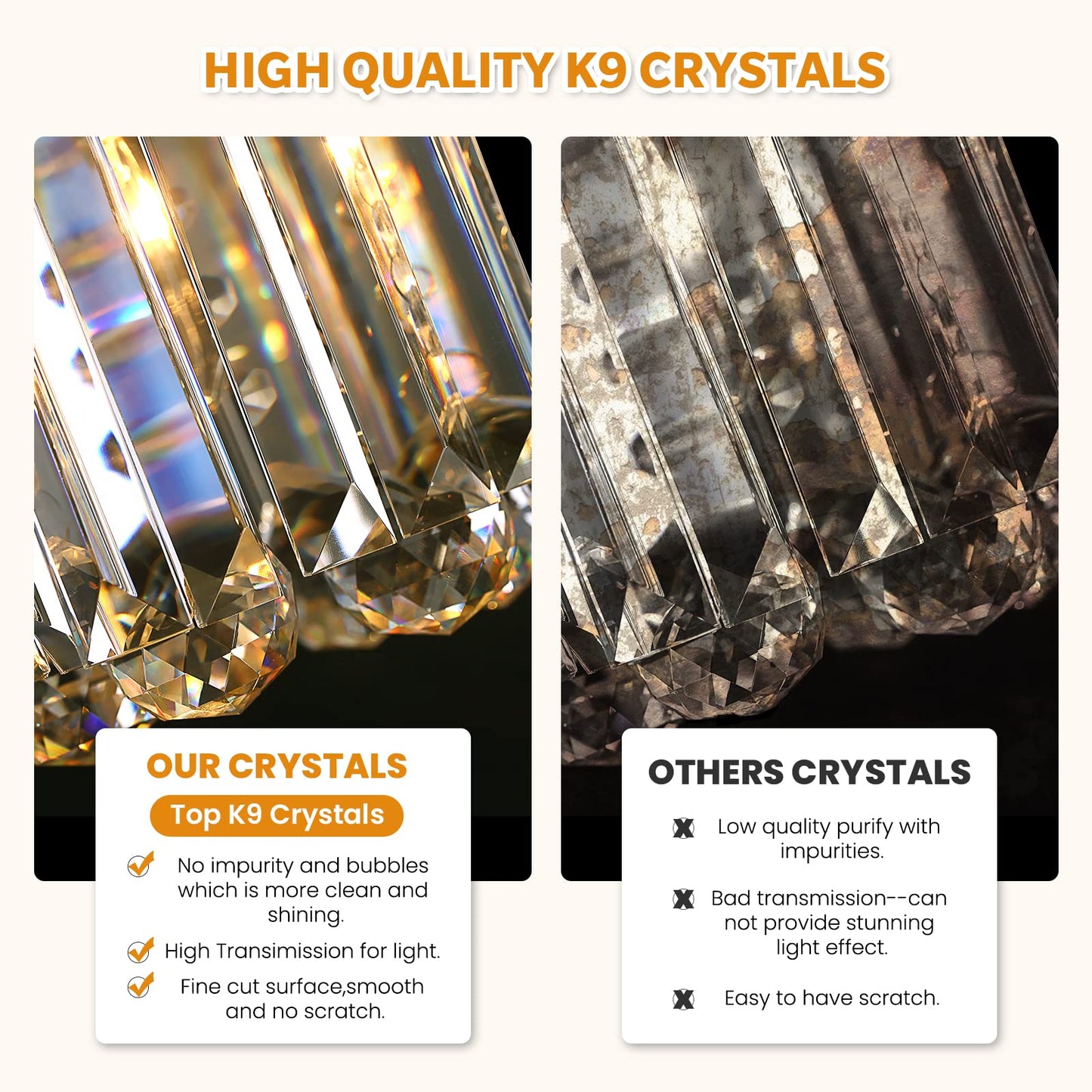 7Pm K9 Crystal Chandelier - Modern Rectangular Pendant Light, Black, L47Xw10Xh10, Stainless Steel, Model Cl010843