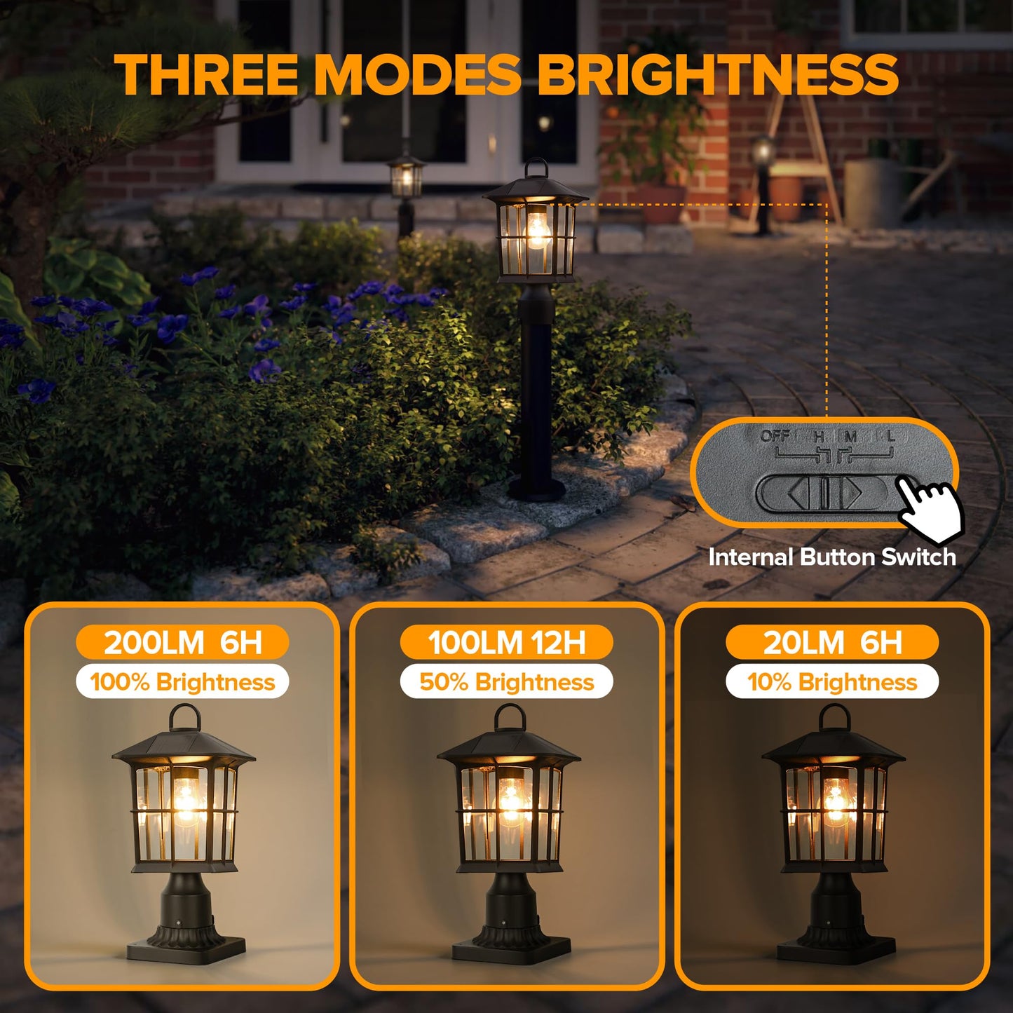 LUTEC Solar Lamp Post Light, Dusk to Dawn, Waterproof Aluminum, Black