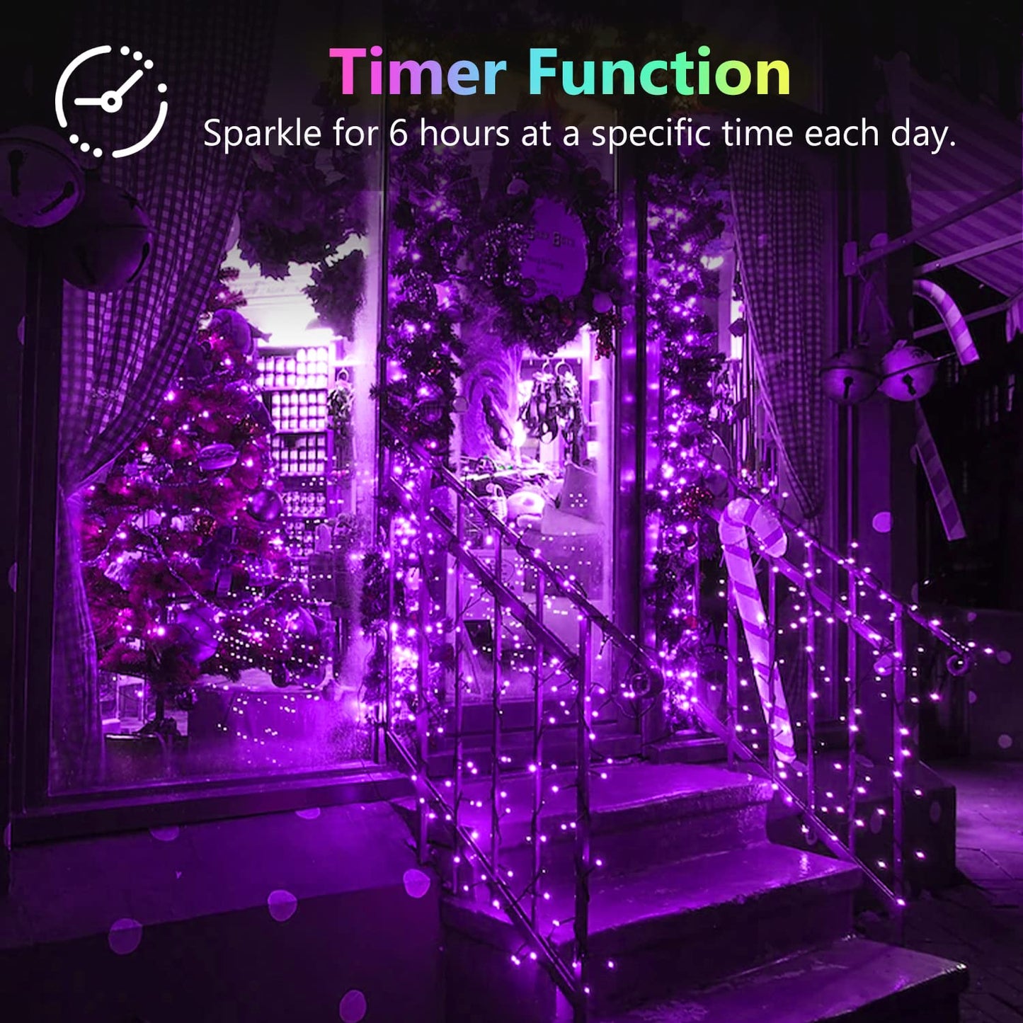 BOSSERN 4 Pack Fairy Lights 60LED Battery Operated 20FT Waterproof Indoor Outdoor Halloween Decor Purple DCHD-04-Purple