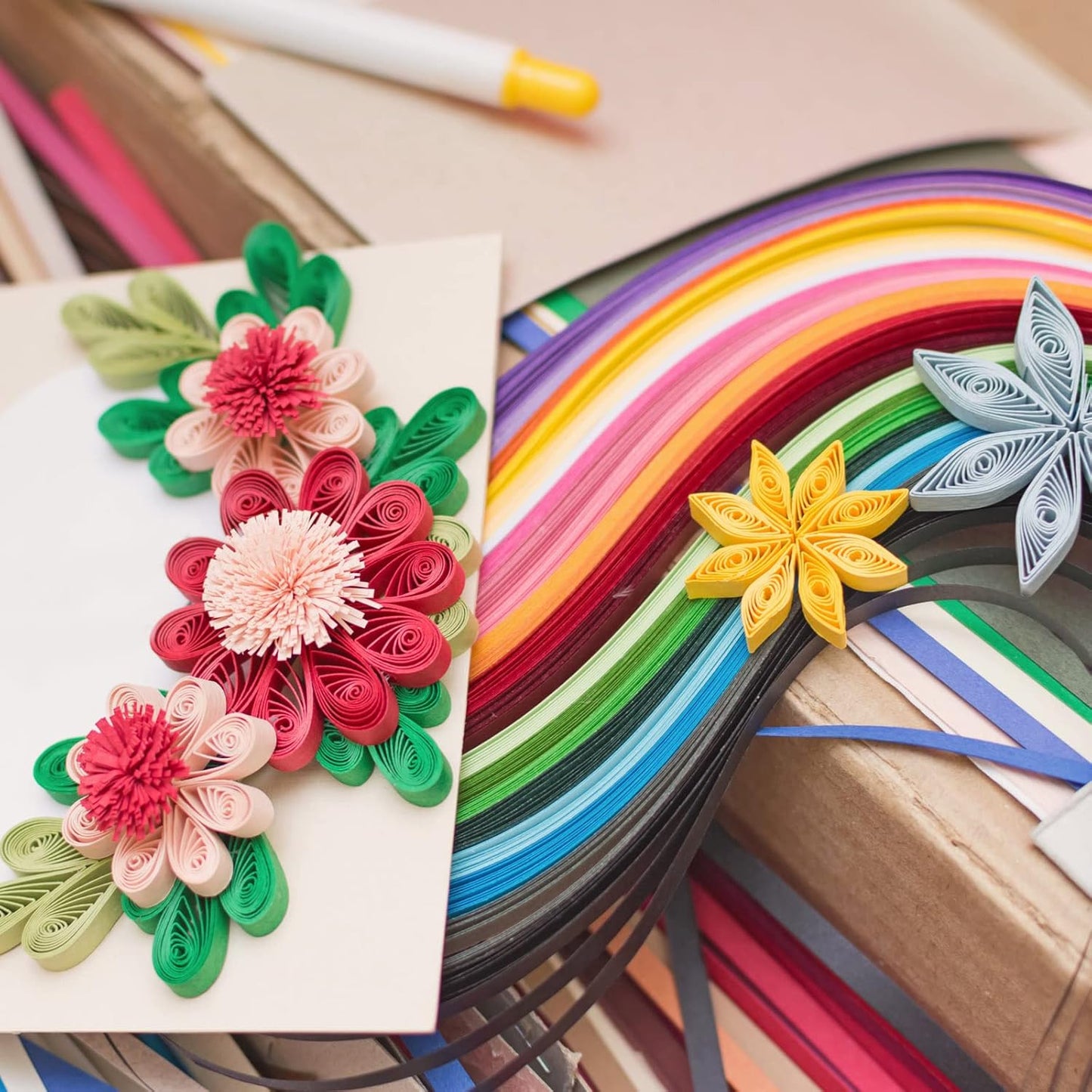 PATIKIL 600pcs Quilling Strips Paper 1/8"(3mm) 39cm Origami Paper Quilling Strip for Art DIY Hand Craft Christmas, Red