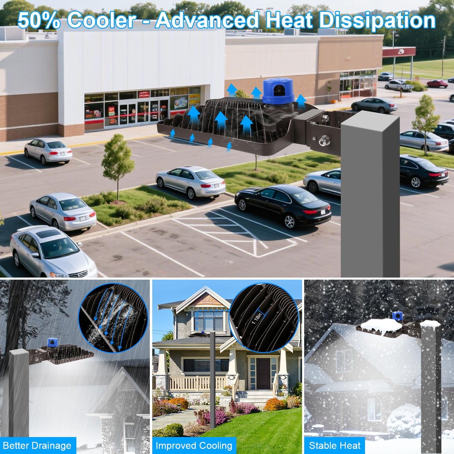 LEDMO LED Parking Lot Light 350W Flood Light 525000lm Dusk to Dawn Aluminum Trunnion Mount Brown Model LED1516
