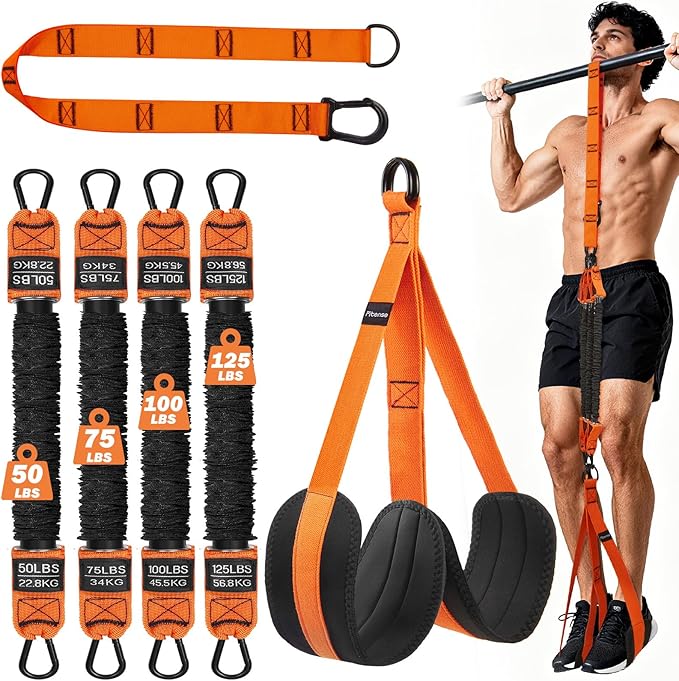 Pull Up Assistance Bands, 350lbs Heavy Duty Resistance Band for Pull Up, 4 Pull Up Bands with Two Foots Fabric Feet/Knee R...