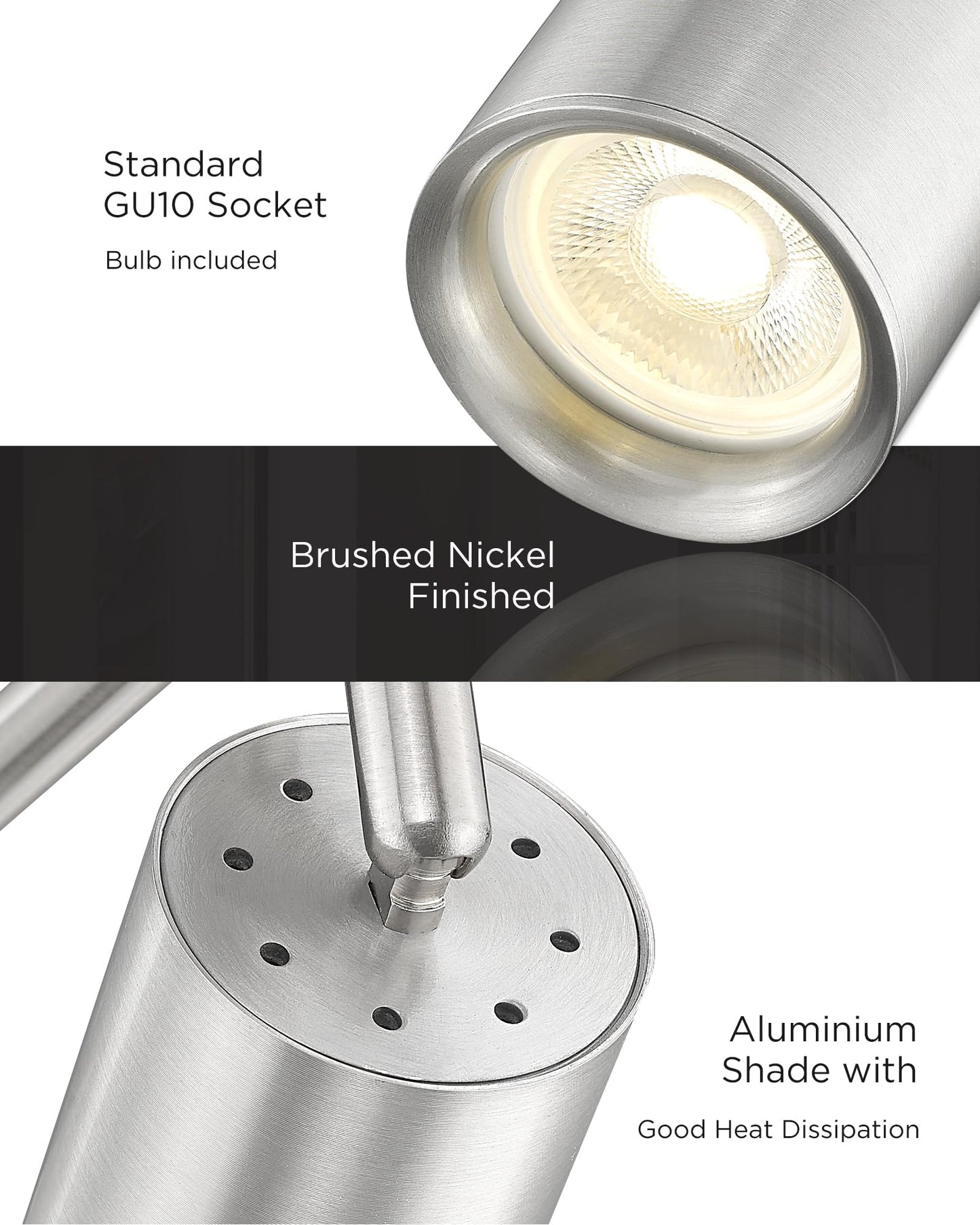 Femila 3000K Led Track Lighting  53 Modern Track Lighting Kit  Come With Bulbs  Brushed Nickel Finish  Gu10 Base  4Fs84Tl-6 Bn