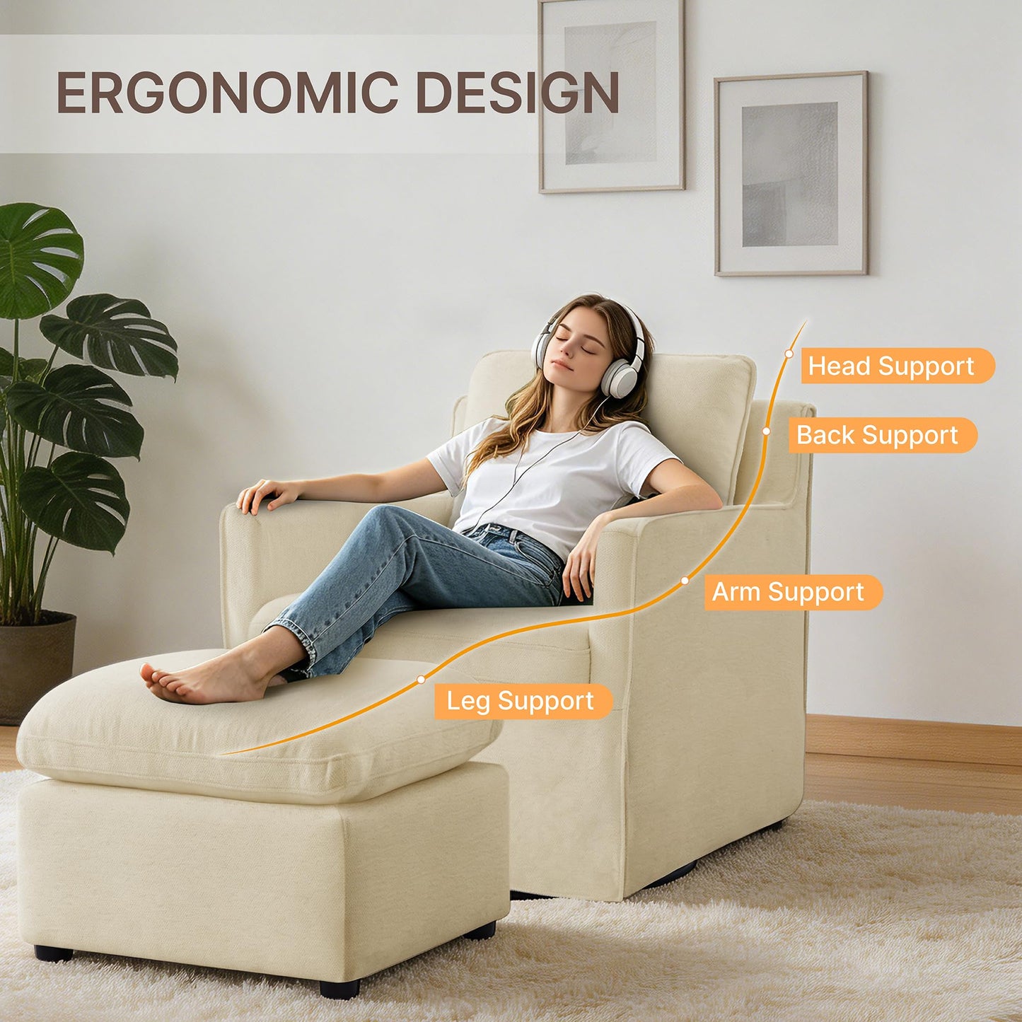 KISLOT Swivel Accent Chair Rocking Recliner 360 Degree Swivel Armchair Machine-Washable Cover for Nursery Living Room Bedroom
