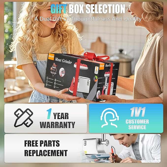 5.0 Upgrade Electric Meat Grinder【NO.1 Germany 3500W Super Motor】【SGS Certified SUS304 Blade & Plate】3-Second Fast Meat Grinding, Perfect For Meat Grinders For Home Use (GRAY)