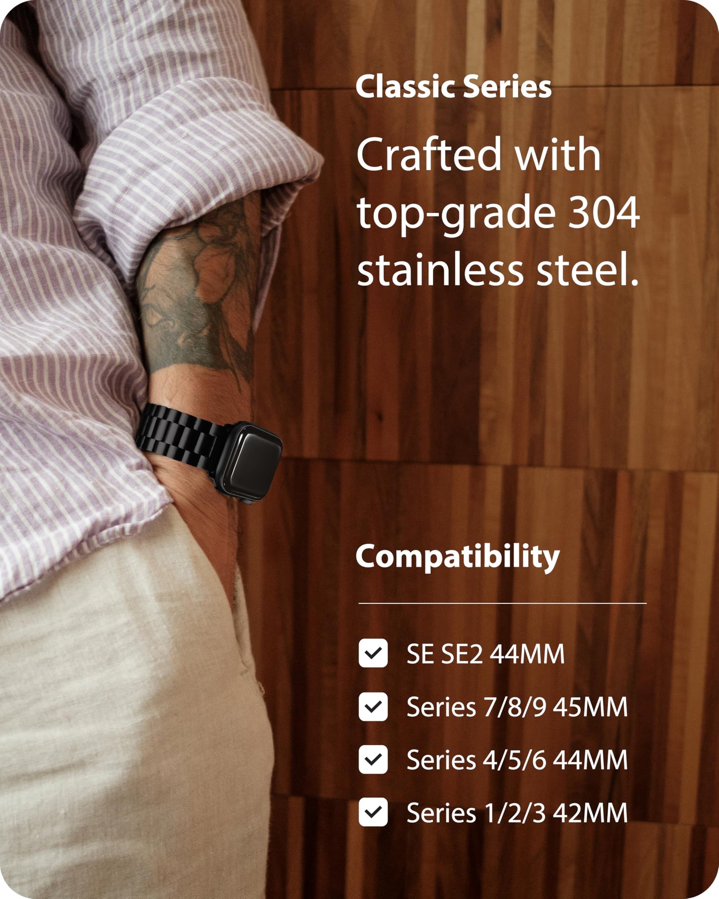 Fullmosa Metal Band Compatible with Apple Watch Bands 45mm 44mm 42mm 46mm 49mm 41mm 40mm 38mm, iWatch Band with Case for Apple Watch Series 11 10 9 8 7 6 5 4 3 2 1 SE3/2/1 Ultra3/2/1 , 42mm 44mm 45mm, Black