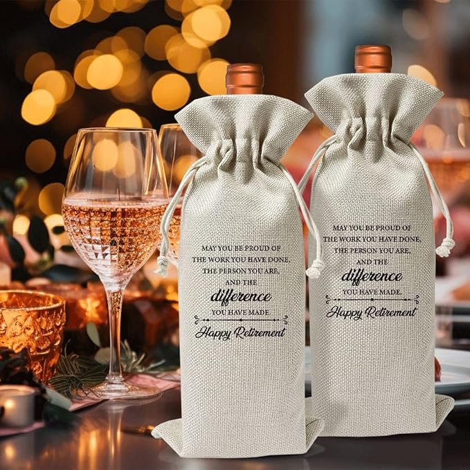 Retirement Wine Bag For Teacher Coworker Employees Friend Colleagues Nurse Doctors Boss, Goodbye Farewell Leaving Gifts For Best Friend, Happy Retirement Party Decorations