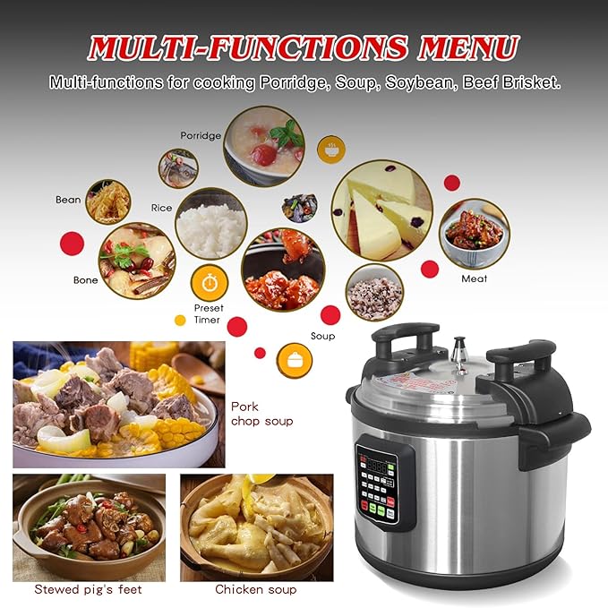 Kolice Commercial 33L Pressure Cooker, 220Volts Multi Cooker Pressue Canner With Non-stick Inner Pot, 33L (35 QT), 3000W, For Hotel Restaurant Kitchen and only for 220V electric (NOT 110V)