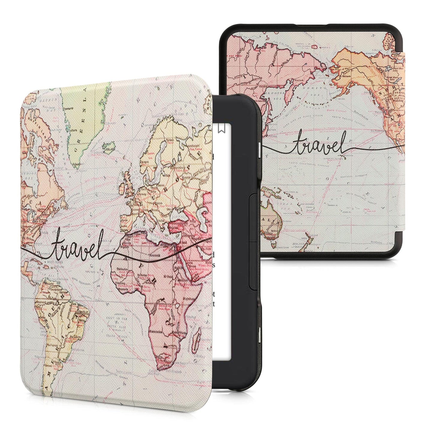 Kwmobile Case Compatible With Barnes & Noble Nook Glowlight 4 / 4E Case - Ereader Cover - Travel Black/Multicolor