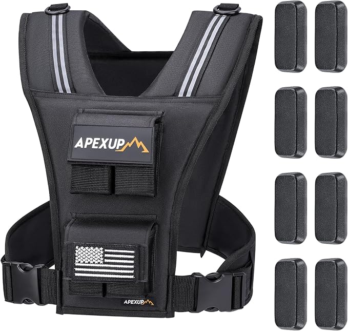 APEXUP Adjustable Weighted Vest Men 20lbs/30lbs/40lbs Weights with Reflective Stripe, Weight Vest Woman Workout Vest for S...