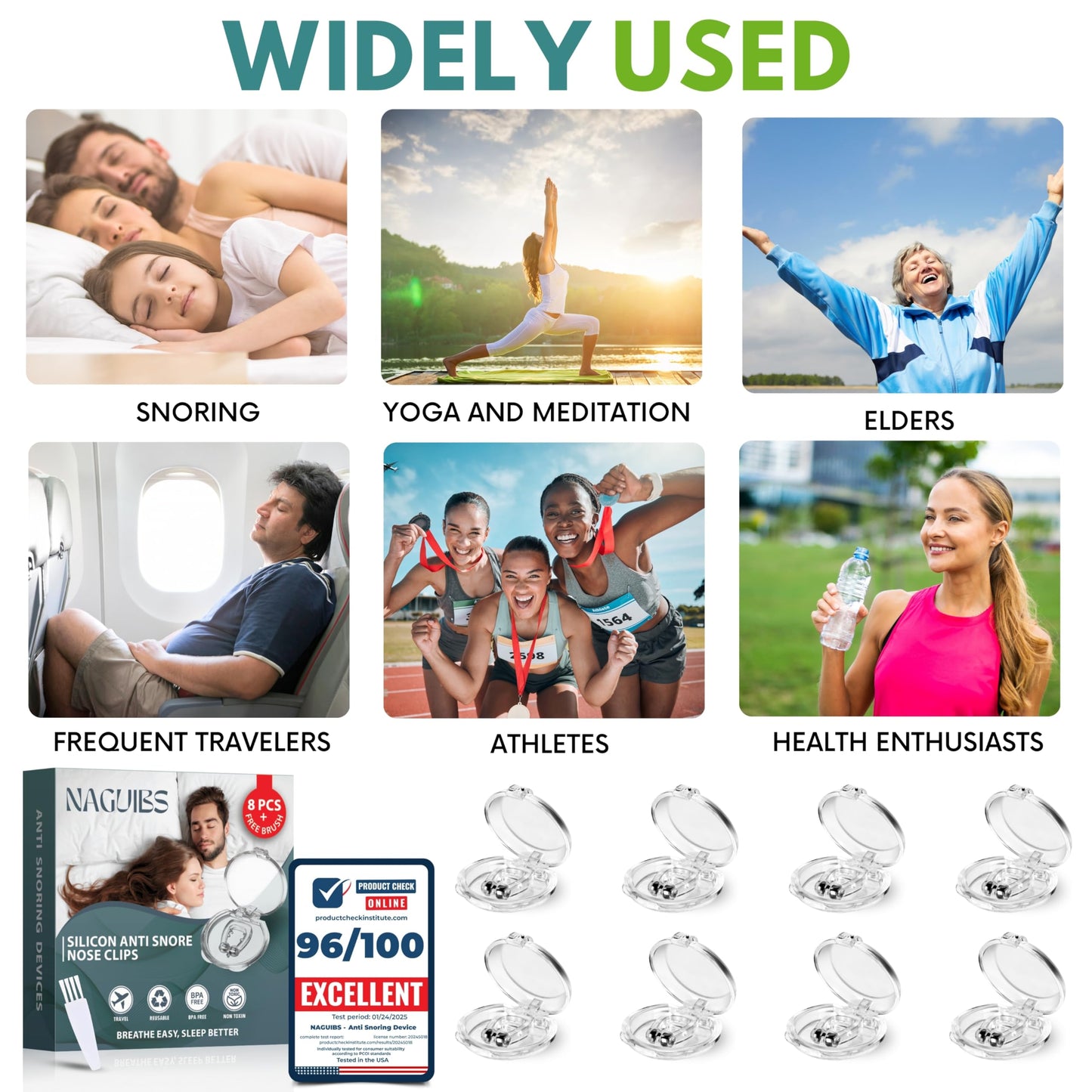 Premium 8 Pack Anti Snoring Devices Snore Stopper Magnet Silicone Nose Clips Efective Snoring Solution Support Breathing Enhance Sleep Experience for Comfortable & Quieter Sleep aid