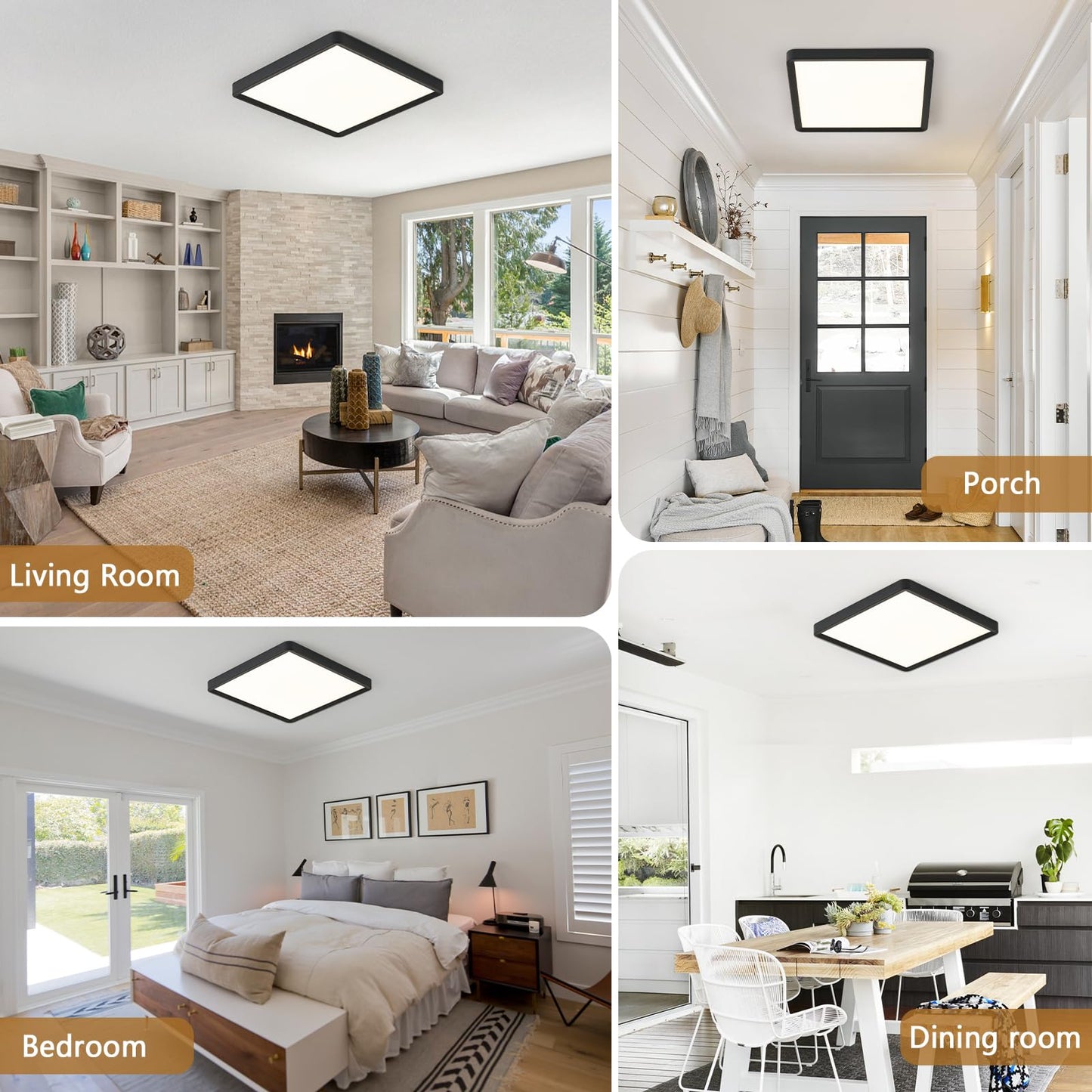 Tlz Tlz Lighting 12 Inch 6Pk Square Led Flush Mount Ceiling Light  30W  3000Lm 3000K/4000K/6000K Cct Selectable  Square Led Flat Panel Ceiling Light Fixture For Bedroom Kitchen Living Room (Black)