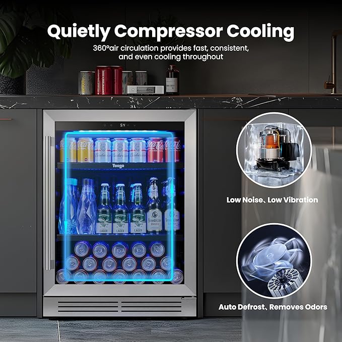 Yeego 48 inch Wine & Beverage Fridge Combo - Wine Cooler with Glass Doors, Hold 47 Bottles and 180 Cans, Built-in, Under Counter & Freestanding, Ideal for Bars, Offices, Restaurants