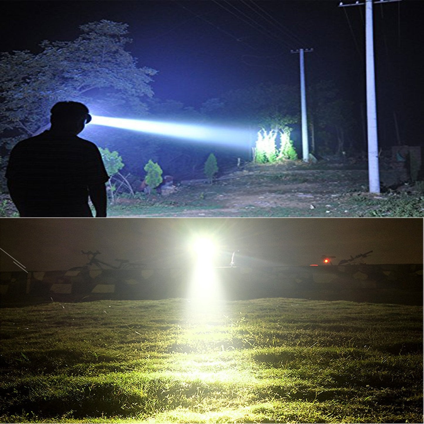 ODEAR Rechargeable LED Headlamp - Super Bright, Battery Powered, Large, Plastic, Black for Camping, Fishing, Outdoor Use