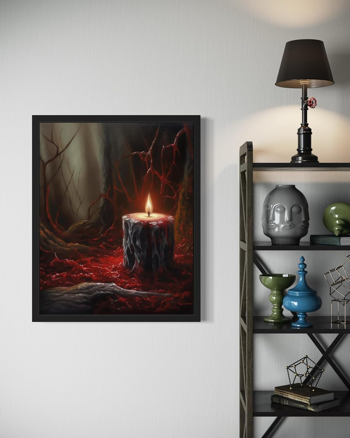 Gothic Candle Poster Art Print, Halloween Scary Vintage Wall Art Academia Spooky Painting Decoration for Horror Prints, Posters Bedroom Decor 89 (Gothic Candle, 16 x 20 inches, Unframed)