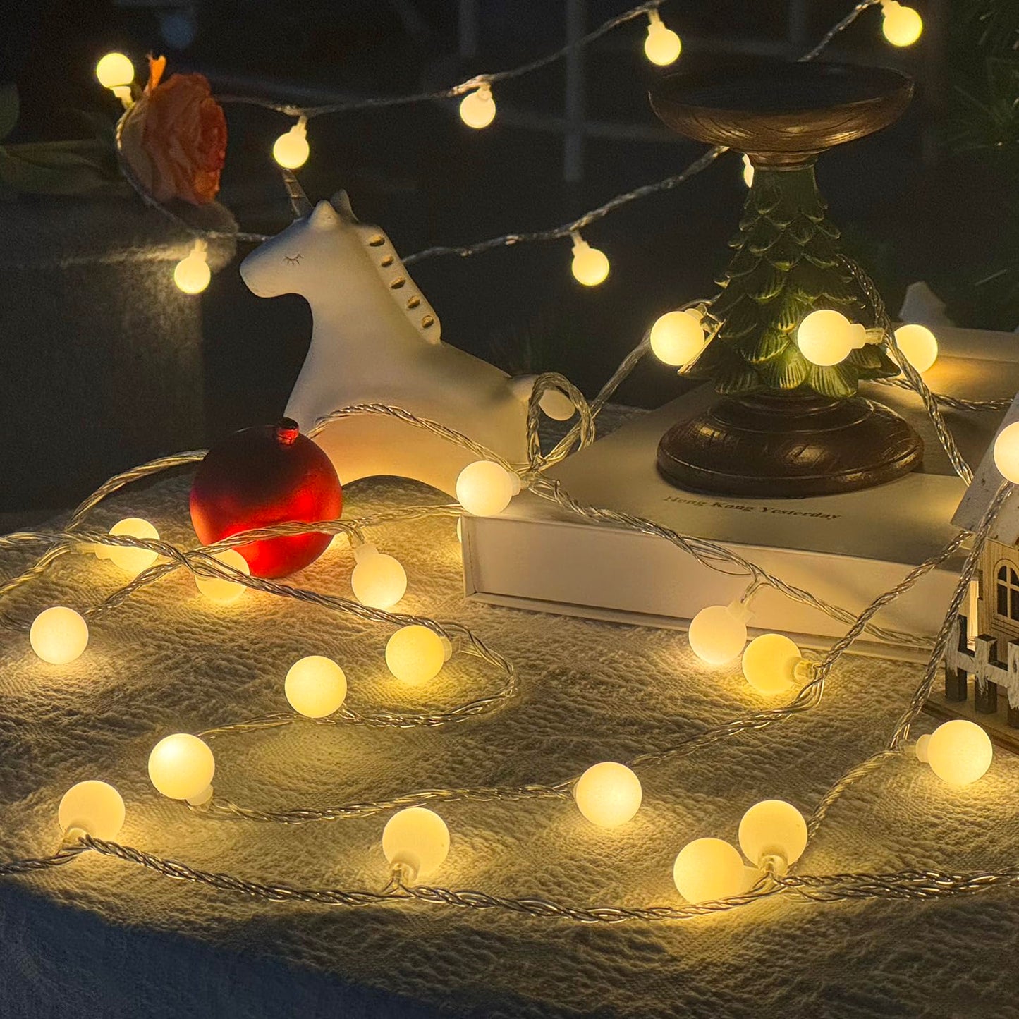 LORRYTE 100 LED Globe String Lights, Warm White, Connectable with Remote, 43FT, Model GP-SW290DC0209-IP44