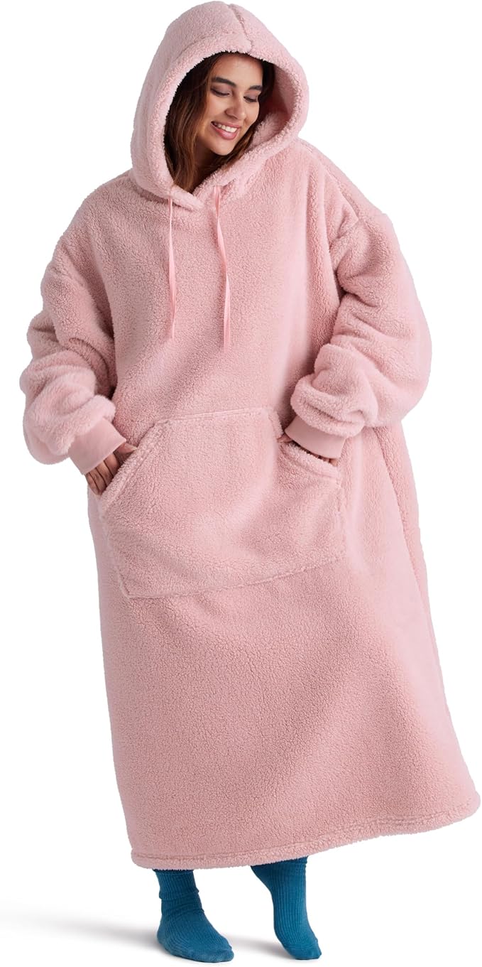 Bedsure Wearable Blanket Hoodie, Valentines Day Gifts for Her Wife Women Girlfriend, Shaggy Sherpa Oversized Hooded Blanket