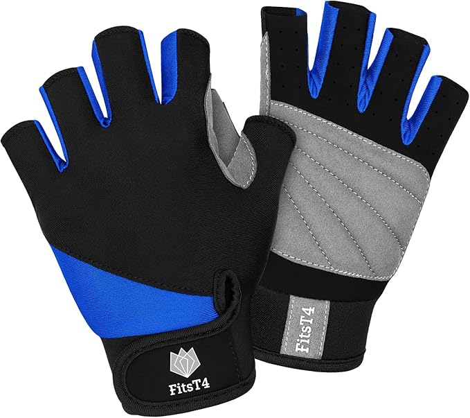 FitsT4 Sports Half Finger Padded Palm Gloves for Diving, Sailing, Jet Skiing, Stand-UP Boarding, Kayaking and Water Skiin...