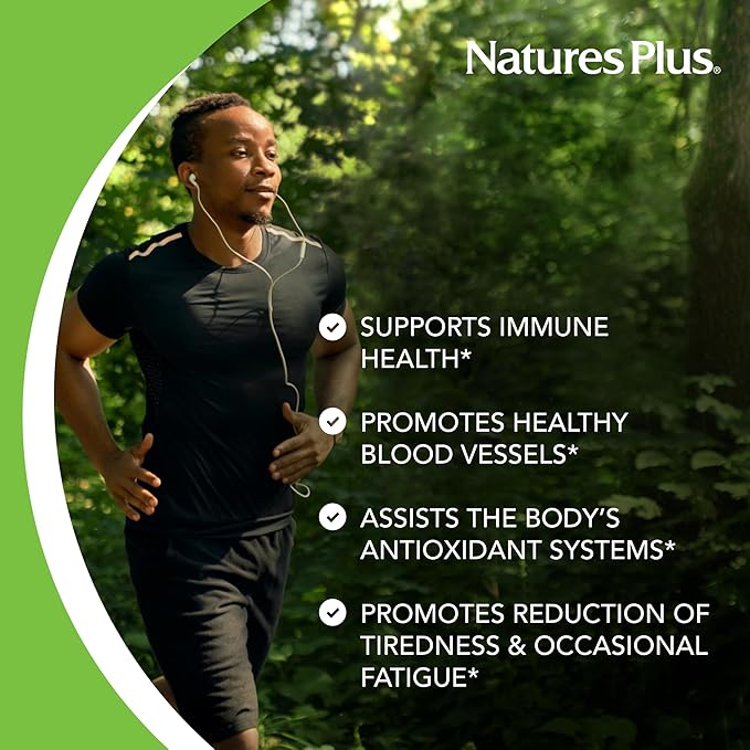 Natures Plus Vitamin C with Rose HIPS - 1000 mg Ascorbic Acid, 180 Vegetarian Tablets - Gluten-Free - 180 Servings
