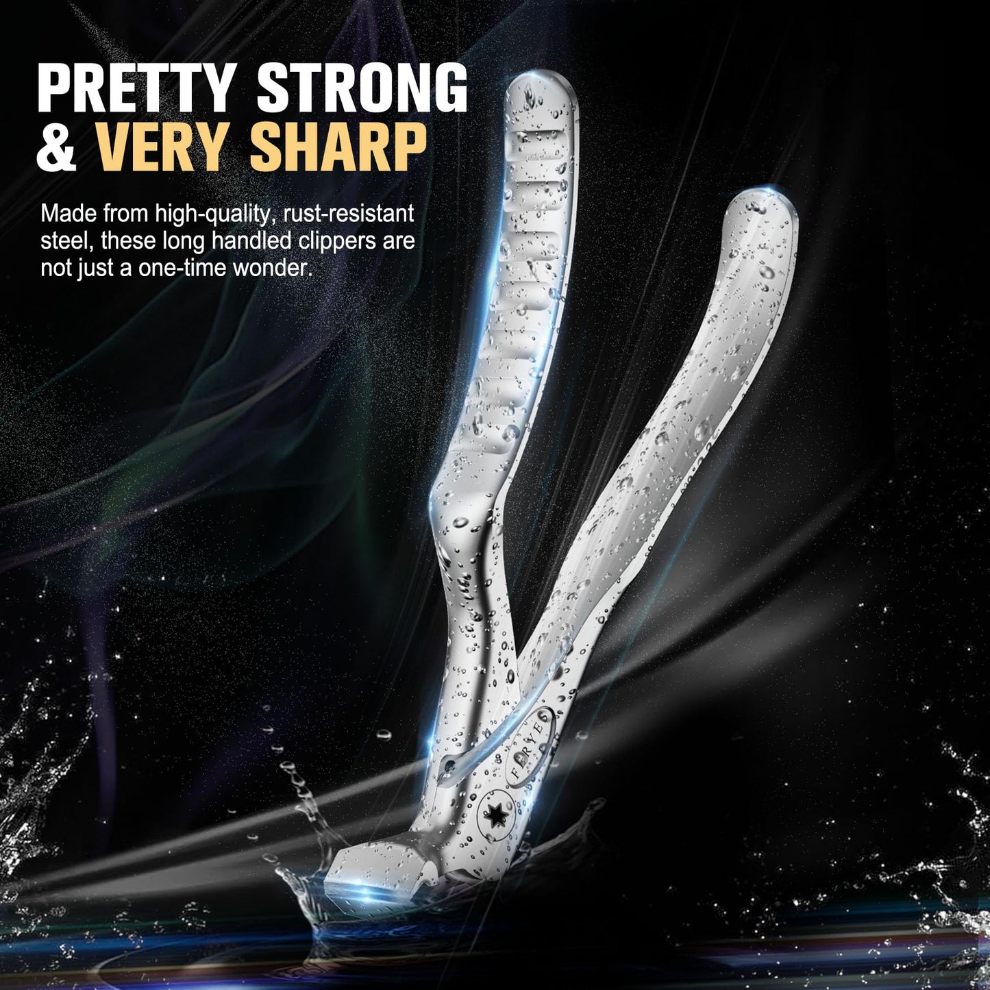 FERYES Ergonomic Non-Slip Long Handle Nail Clippers for Seniors, Unique Angled Head Curve Wide Jaw Opening Toenail Clipper with
