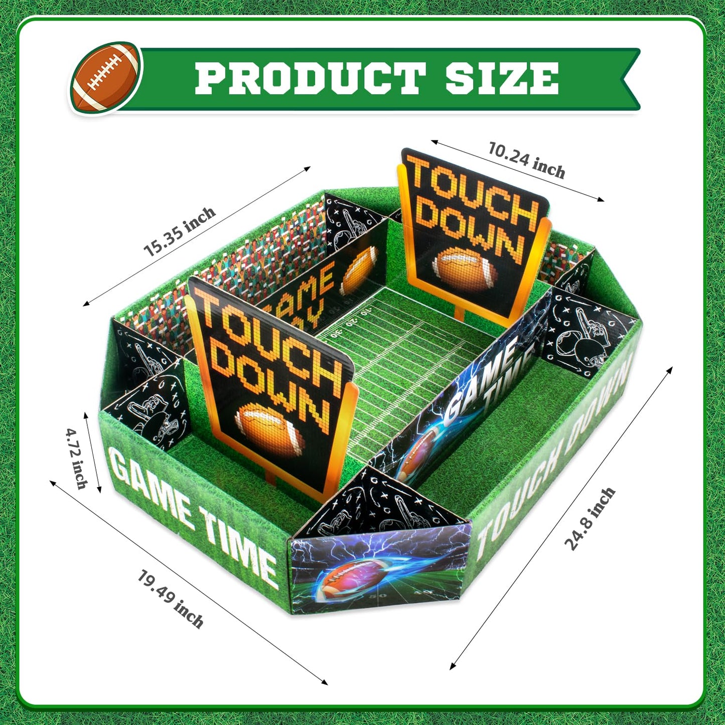 Football Party Supplies Food Tray – 25 x 20 Inch Large Snack Stadium, Serving Tray for Super Bowl Party - Football Party Decorations with Food Display for Game Day